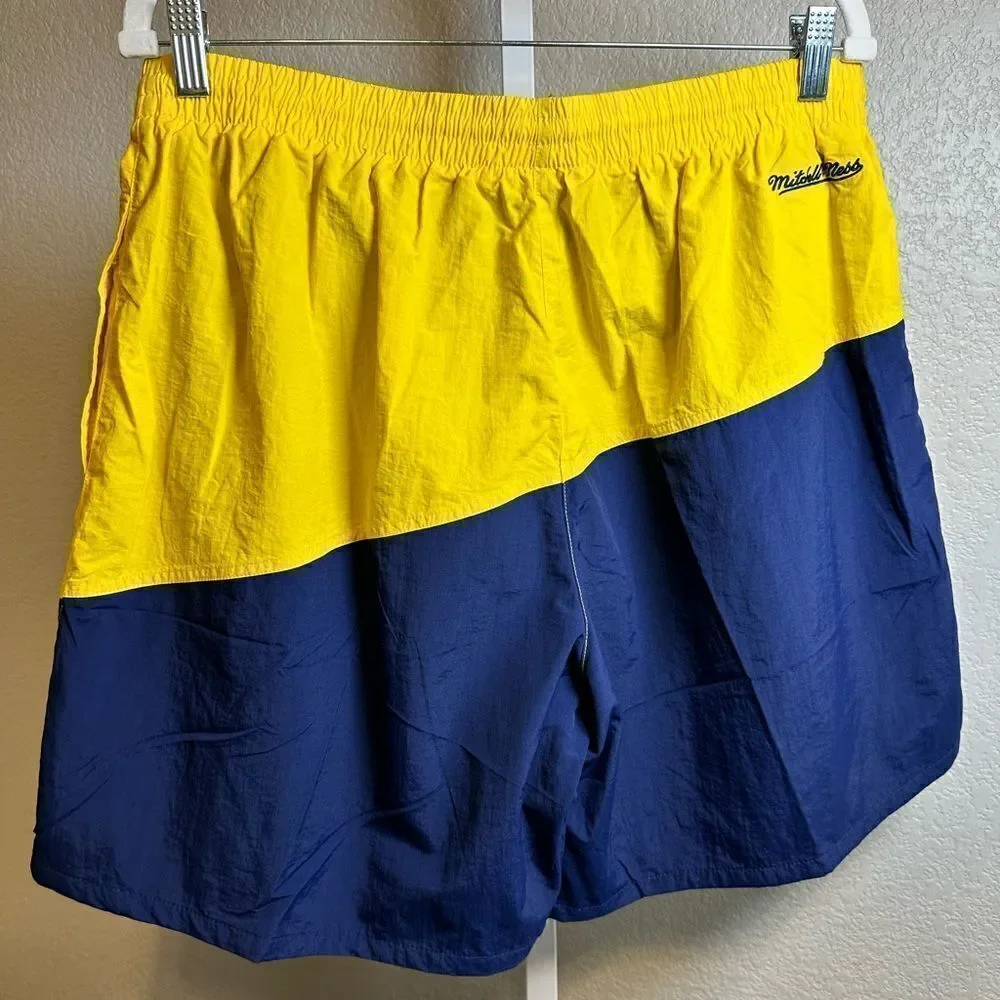 NWT Mitchell & Ness Men’s Michigan Wolverines Yellow Blue Shorts NCAA Lined - XL